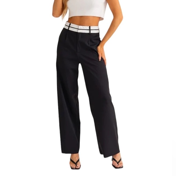 SANS SOUCI Black White High Waisted Dress Pants - New - Picture 4 of 4